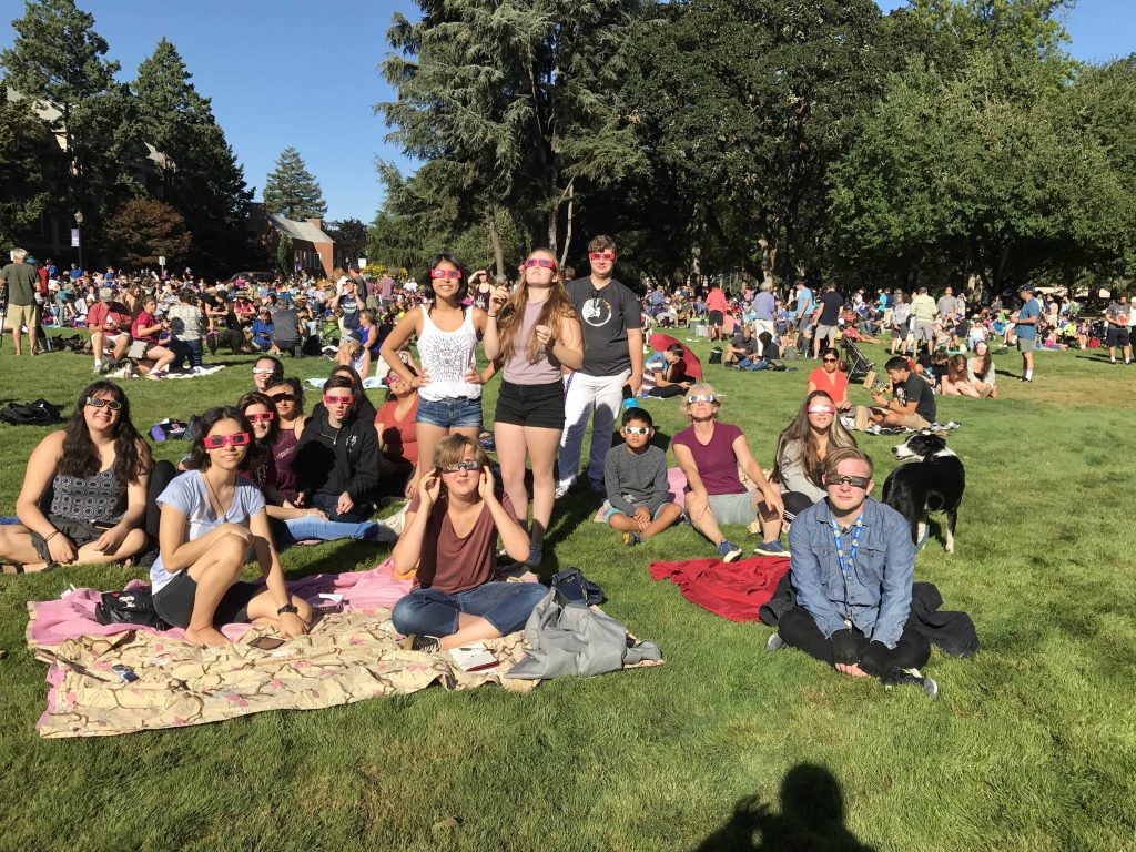AHA students watch the 2017 eclipse at Linfield College