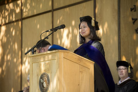 Su-Yen Wong speaking at Commencement
