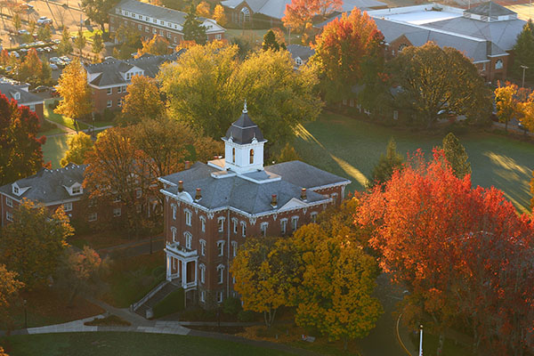 Pioneer Hall from the air
