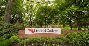 Linfield College sign