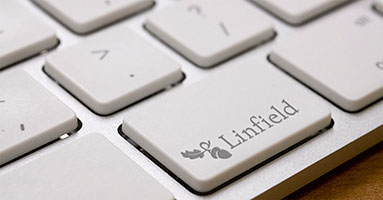 Keyboard with Linfield Logo
