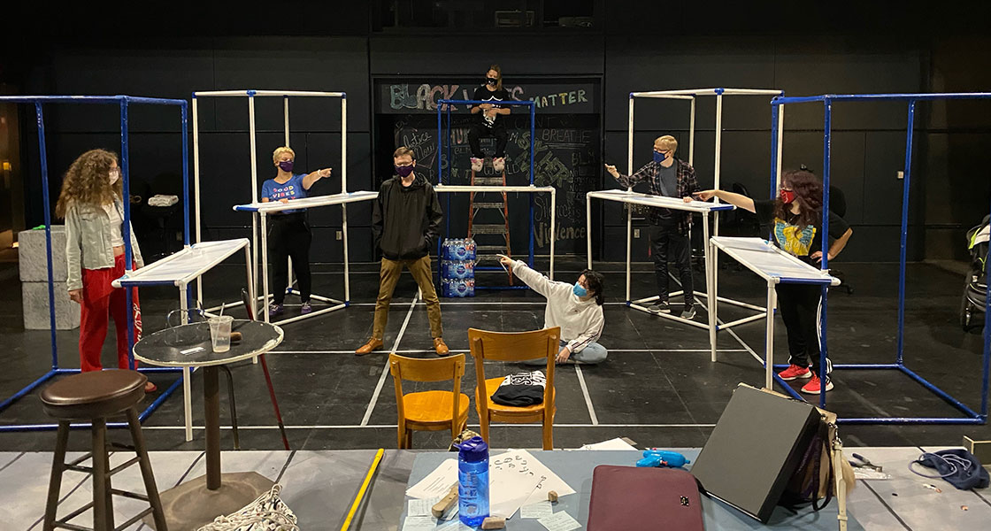 rehearsal of Out of the Box: A Night of Improvised Sketches