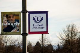 Banners on the Portland campus