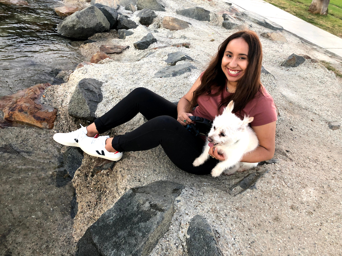 Karina Mejia portrait with dog