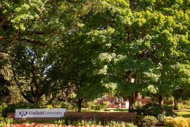entrance to Linfield's McMinnville campus