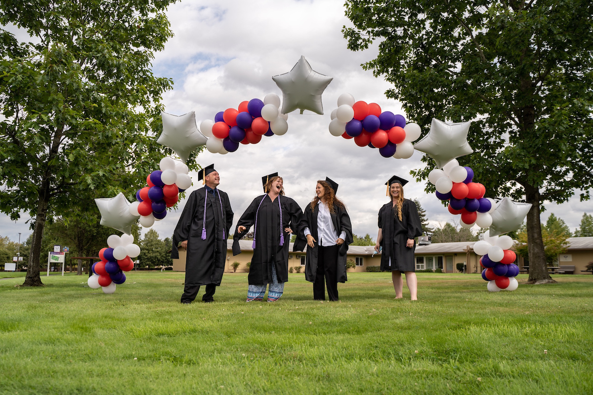 Linfield's first MSN graduates pose at summer 2021 pinning