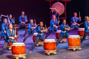 Portland Taiko performs on stage