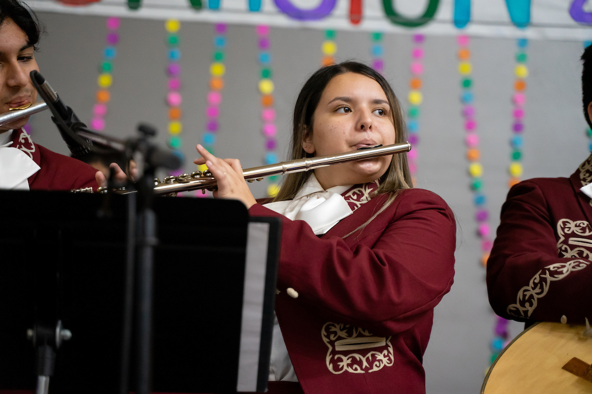 Flute player in mariachi band