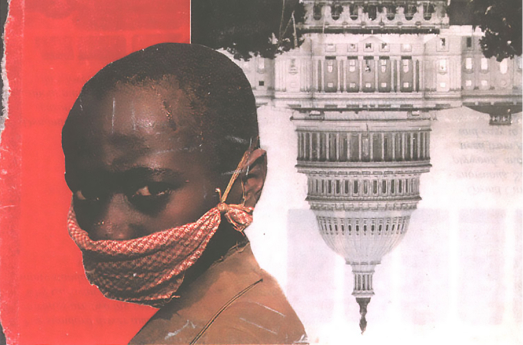 Mixed media collage titled Vetoed Dreams by Harris