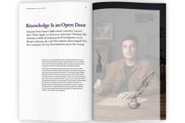 The Linfield University Spark Wonder campaign book interior.