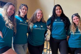 Students, faculty and staff wore Teal Day shirts to show they stand with survivors during Sexual Assault Awareness and Prevention Month. 
