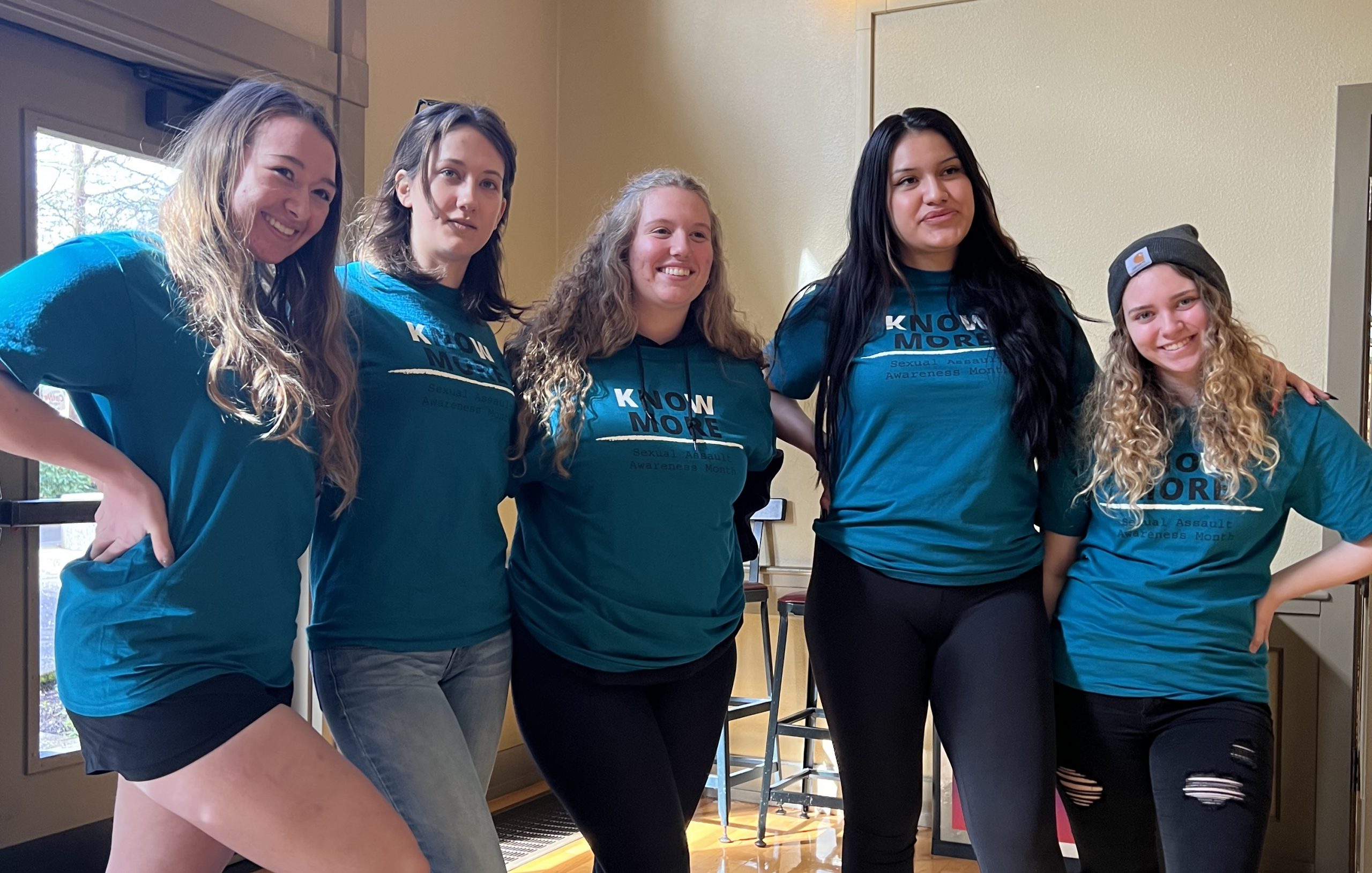 Linfield students, faculty and staff sported Teal Day shirts as the university kicked off a moth of activities related sexual assault awareness and prevention.