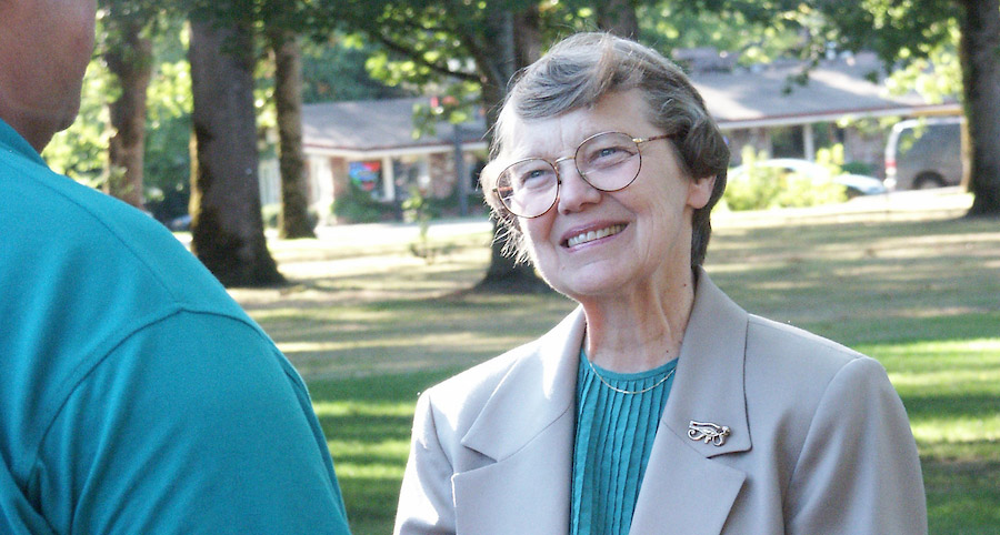 Dr. Vivian A. Bull in the Oak Grove, 2004
