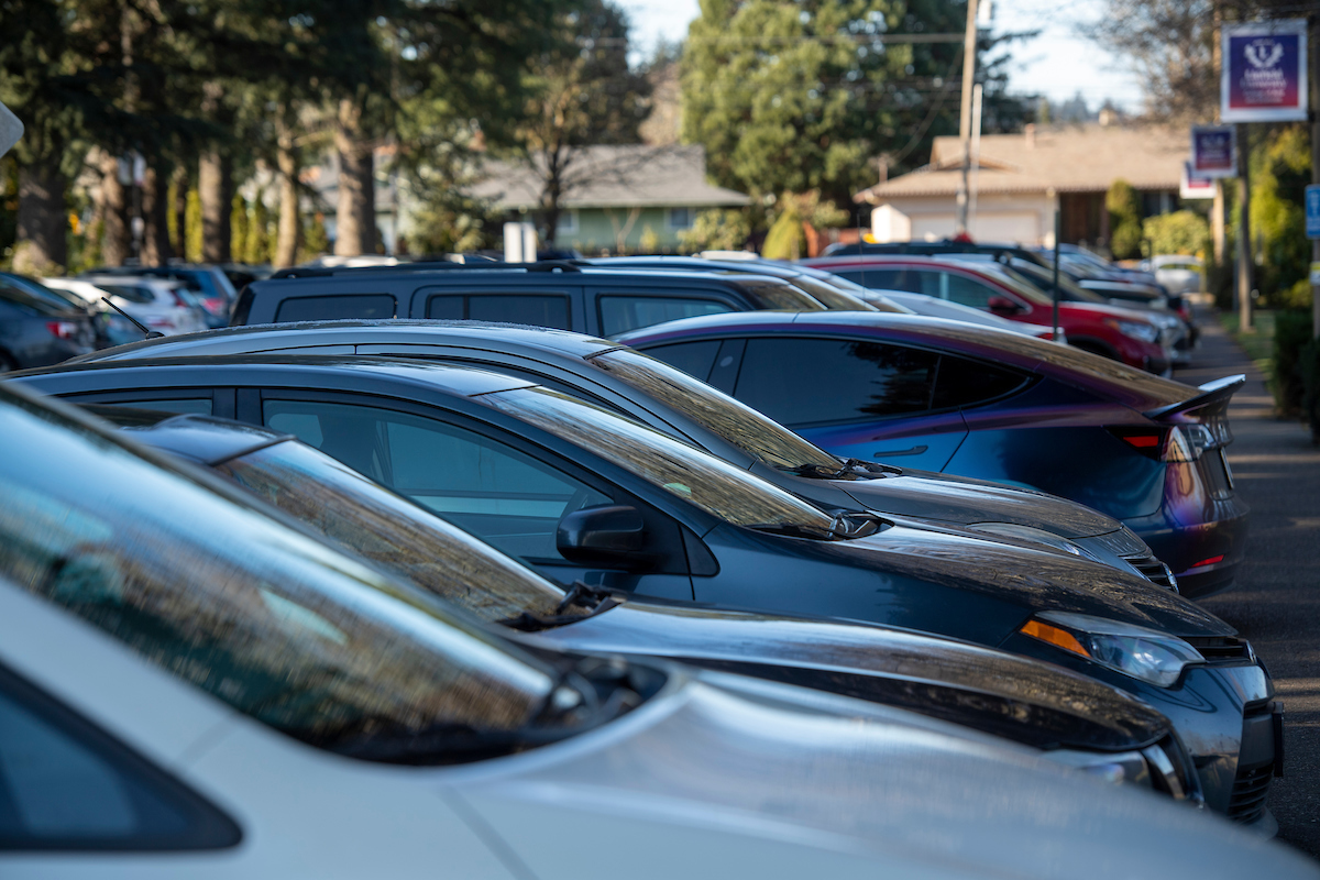 Cars parked on Portland campus