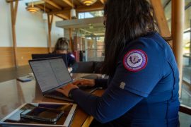 Nursing students study on the Portland campus