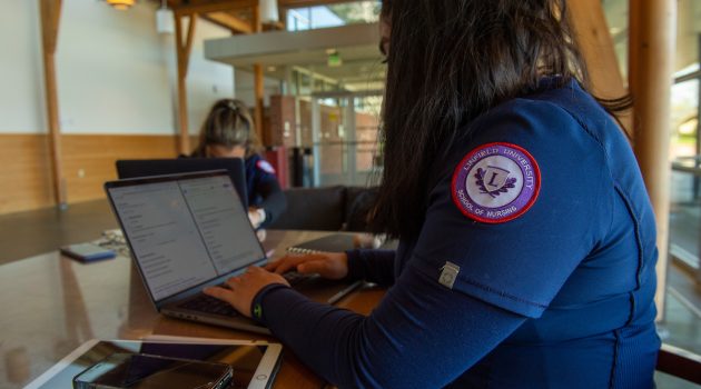 Nursing students study on the Portland campus