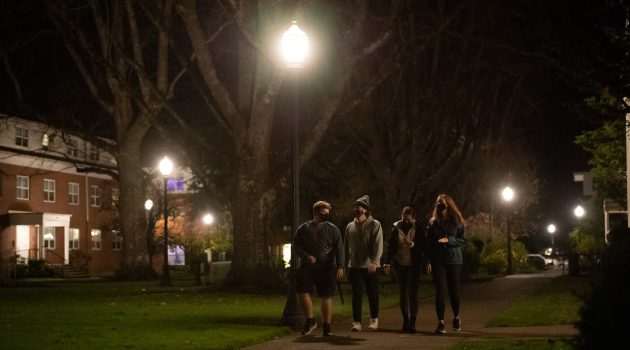 RAs on duty complete safety rounds at night