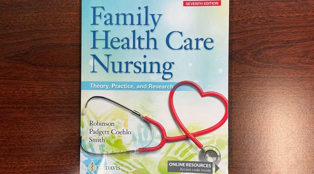 The textbook "Family Health Care Nursing: Theory, Practice, and Research" cover.