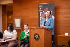 The Linfield debate team hosted three Irish national champions just before St. Patrick's Day.