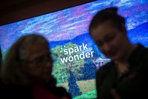 The Spark Wonder logo projected on a wall