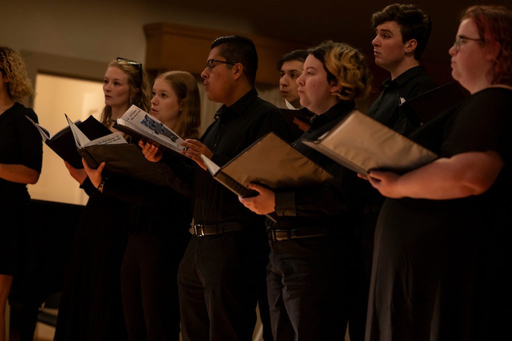 The Linfield Chorale sings during Linfield University’s Baccalaureate.