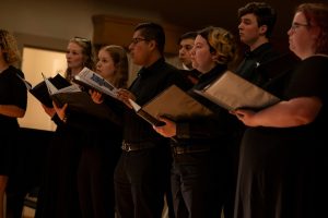 The Linfield Chorale sings during Linfield University’s Baccalaureate.