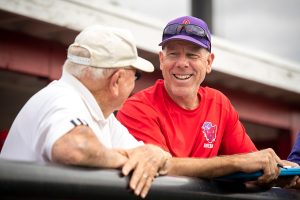 Scott Brosius attends alumni baseball game.