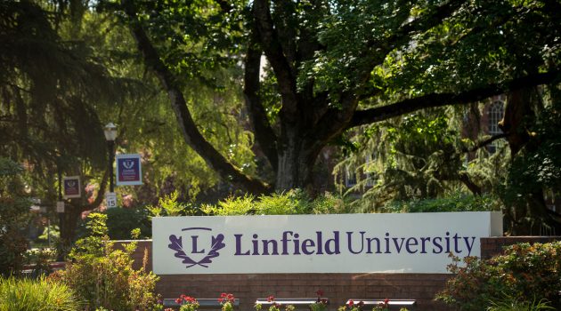 Entrance to Linfield University McMinnville Campus