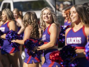 The cheer team at Linfield Homecoming 2024