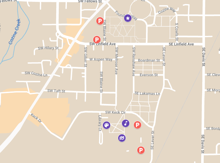 A screenshot of an interactive Google Map marking locations of the venues mentioned in the story; click through for an accessible map. 