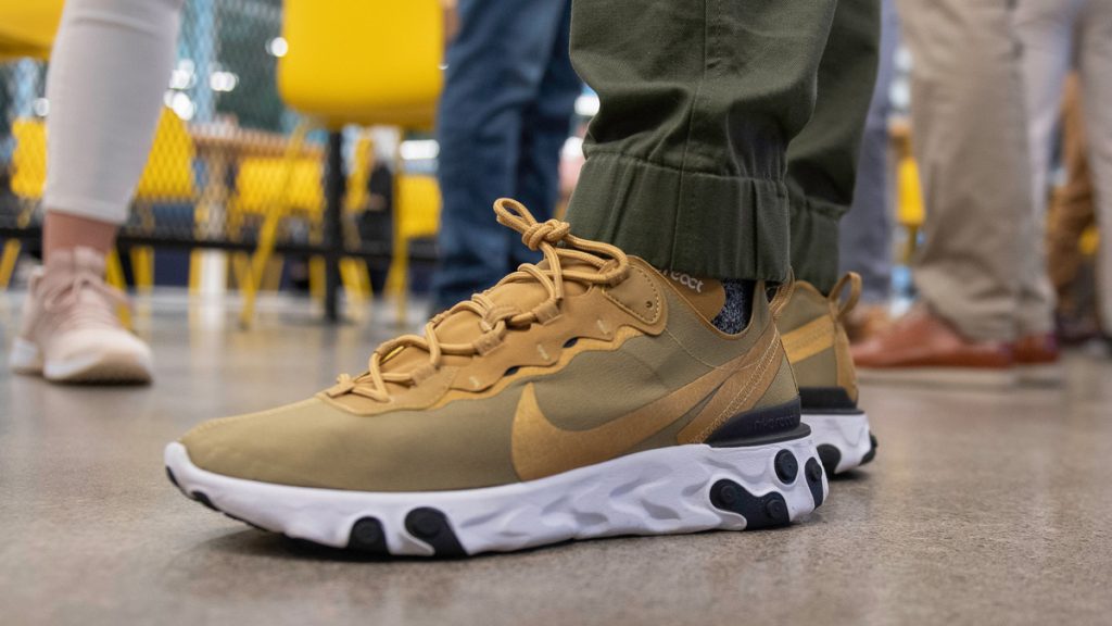 close up of Nike shoe in a crowd