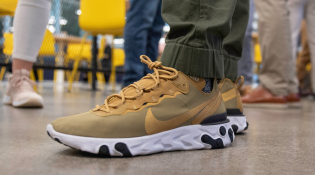 close up of Nike shoe in a crowd