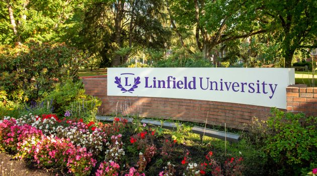 Linfield University entrance on the McMinnville campus