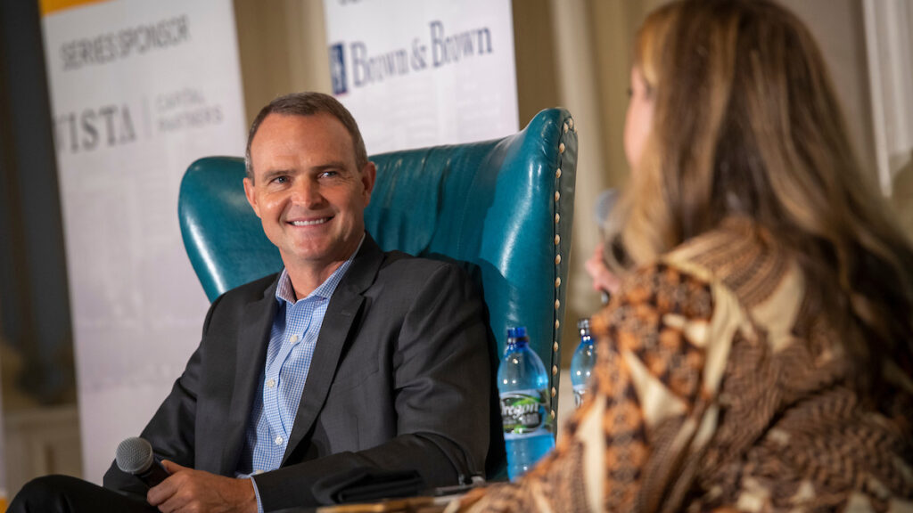 Dan McMillan talks to the Portland Business Journal editor at a Power Breakfast
