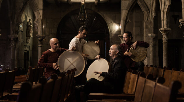 Members of Tambuco pose with drums